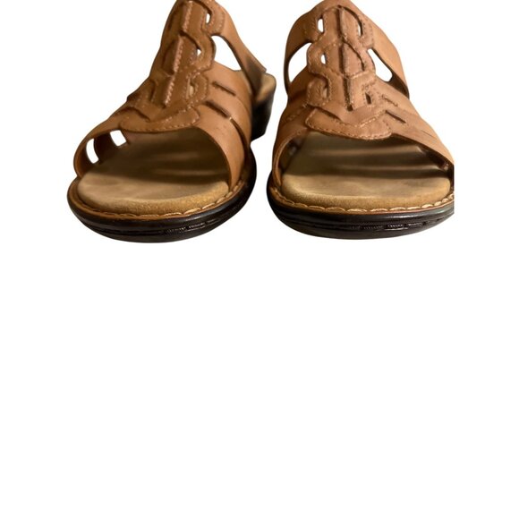 Clarks Bendables Ina Honey Tan Leather Sandals Shoes Strappy Open Toe Sz 6 - Picture 3 of 9